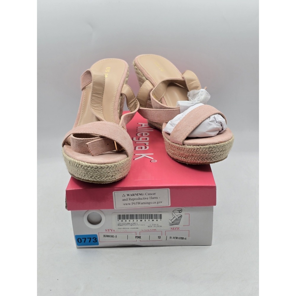 NIB Allegra K Women's Slingback Crisscross Espadrille Wedge Heel Sandals Sz 10M
